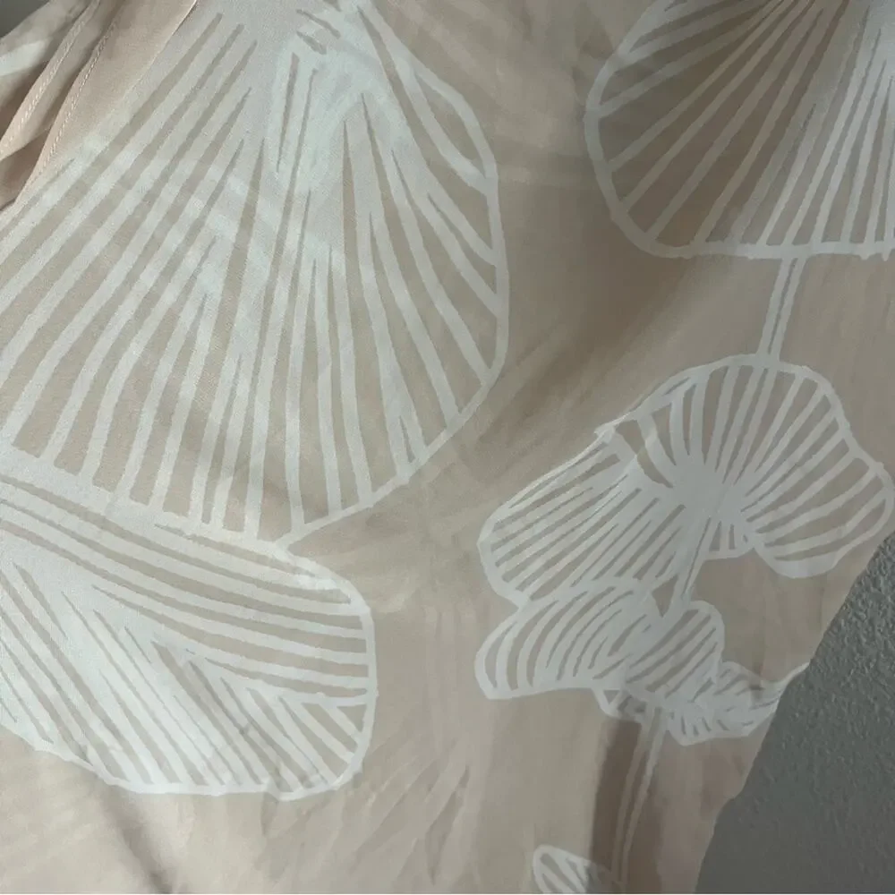 A New Day Neutral Floral Palm Frond Subtle Aloha Printed Squared Scarf